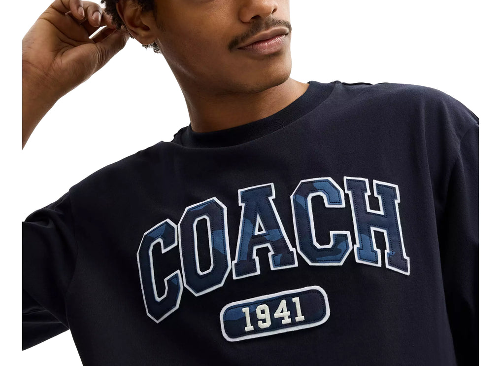 Coach Men's Camo Relaxed T-Shirt In Organic Cotton Navy