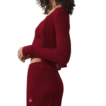 alo Women's Sweater Sunlit Cardigan Summer Romance Red