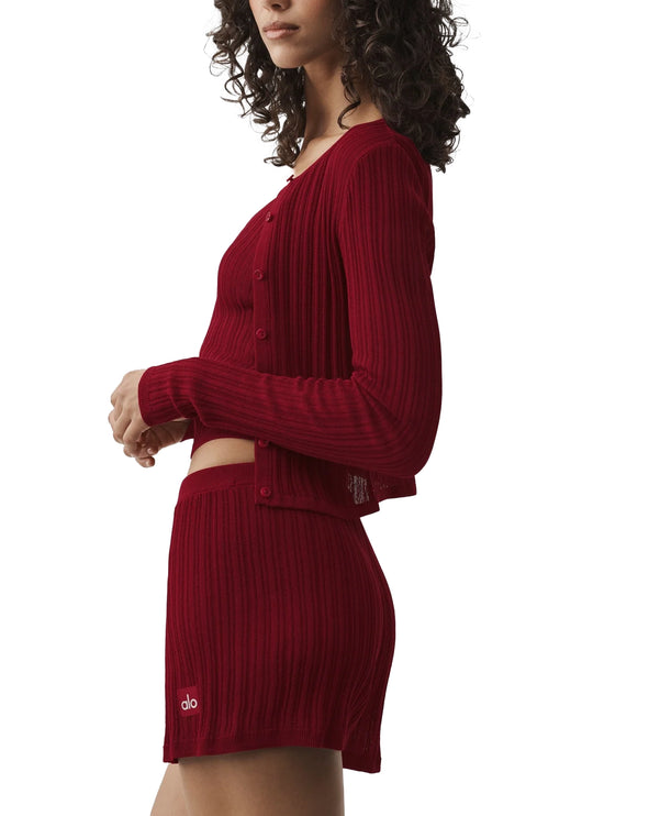 alo Women's Sweater Sunlit Cardigan Summer Romance Red