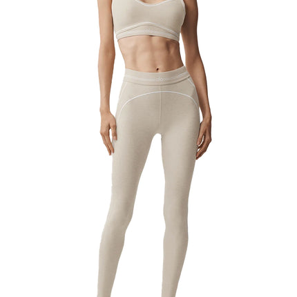 alo Women's 7/8 High-Waist Alosoft Heart Throb Legging Oatmeal Heather/White