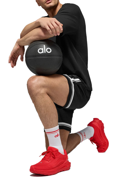 alo Unisex Half-Crew Throwback Sock White/Bright Red