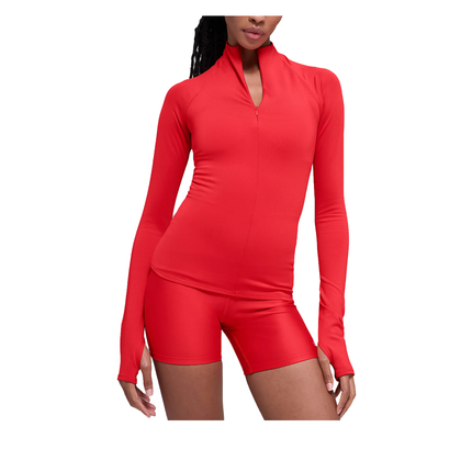 alo Women's Airlift Winter Warm 1/4 Zip Long Sleeve Bright Red