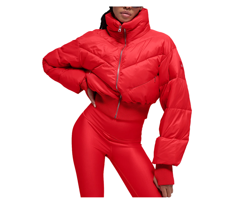 alo Women's Cropped Atmosphere Puffer Bright Red