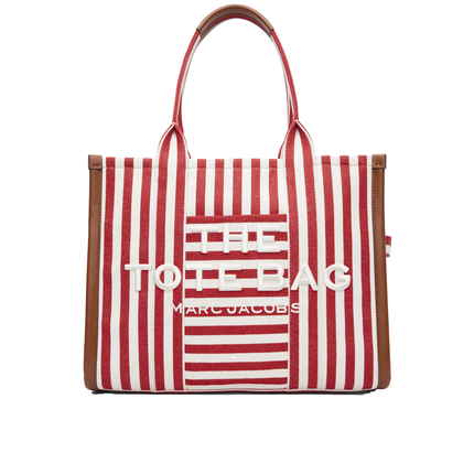 Marc Jacobs Women's The Stripe Canvas Large Tote Bag True Red Multi