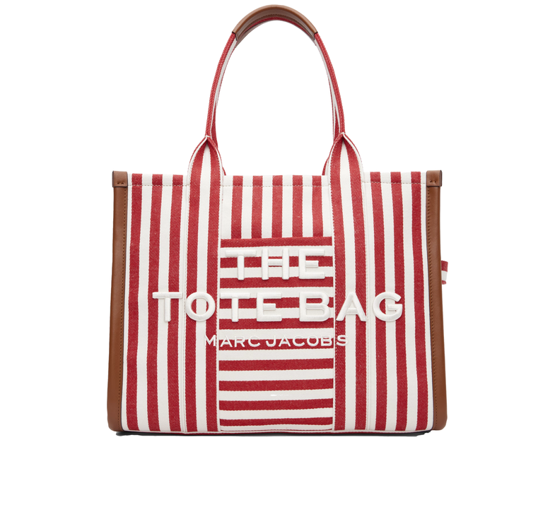 Marc Jacobs Women's The Stripe Canvas Large Tote Bag True Red Multi