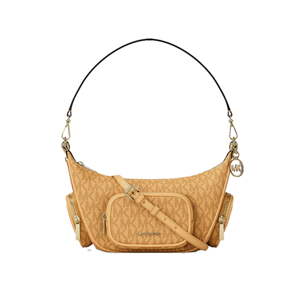 Michael Kors Women's Merritt Small Signature Logo Convertible Shoulder Bag Honeywheat/Gold