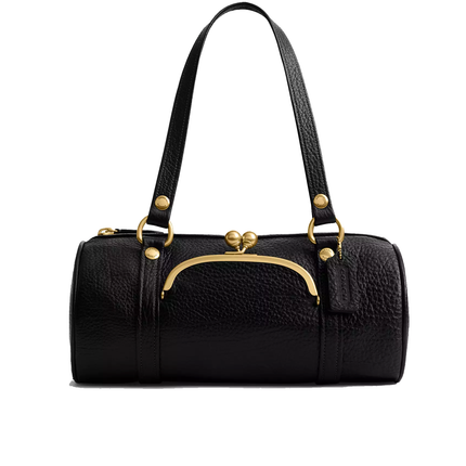 Coach Women's Kisslock Barrel Bag Brass/Black