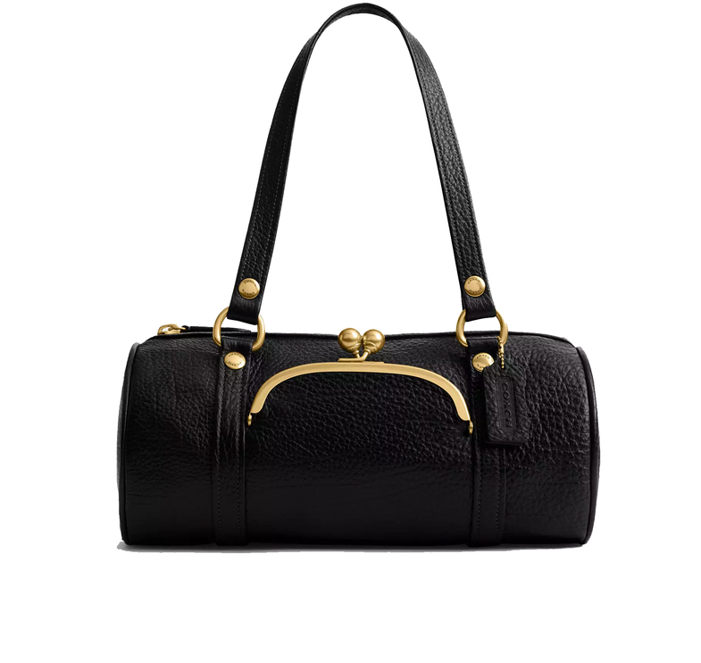 Coach Women's Kisslock Barrel Bag Brass/Black