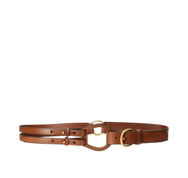 Polo Ralph Lauren Women's Tri-Strap Leather Belt Cuoio