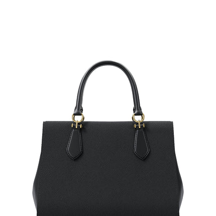 Michael Kors Women's Marilyn Medium Saffiano Leather Satchel Bag Black/Gold