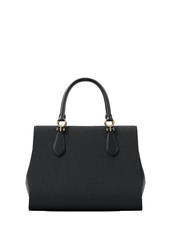 Michael Kors Women's Marilyn Medium Saffiano Leather Satchel Bag Black/Gold