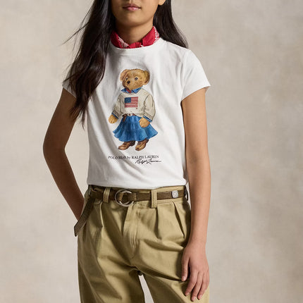 Polo Ralph Lauren Girl's Polo Bear Cotton Jersey Tee White