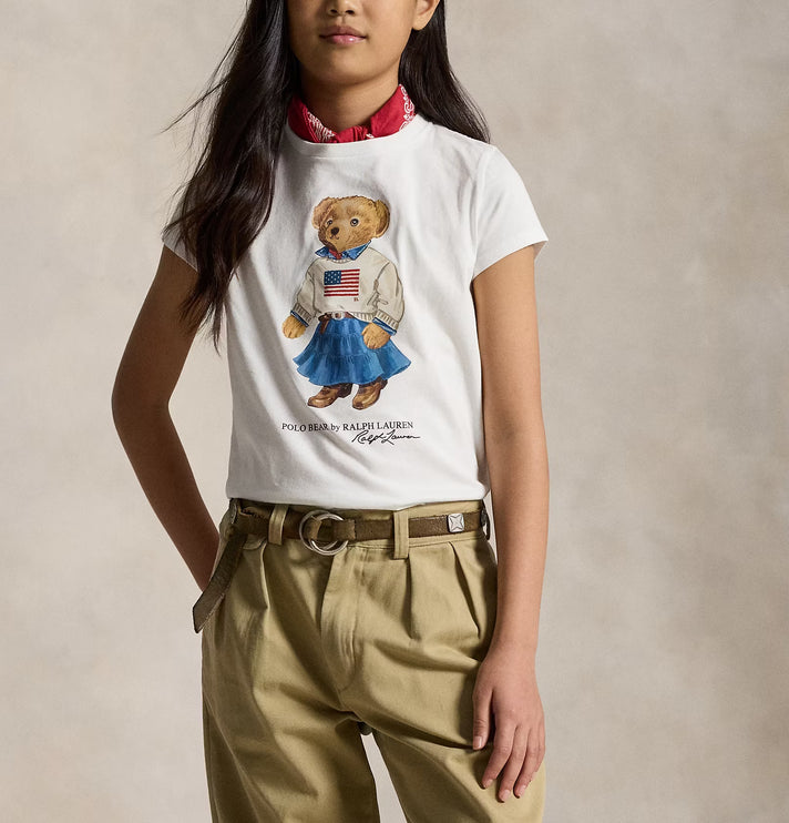Polo Ralph Lauren Girl's Polo Bear Cotton Jersey Tee White