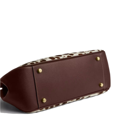Coach Women's Asher Shoulder Bag In Haircalf Gold/Dark Brown Chalk