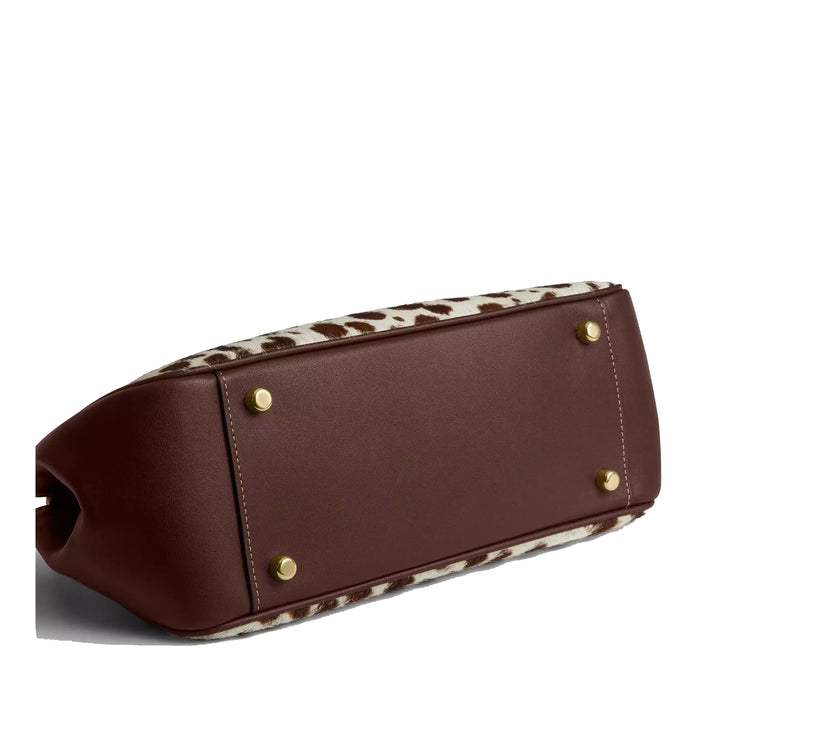 Coach Women's Asher Shoulder Bag In Haircalf Gold/Dark Brown Chalk