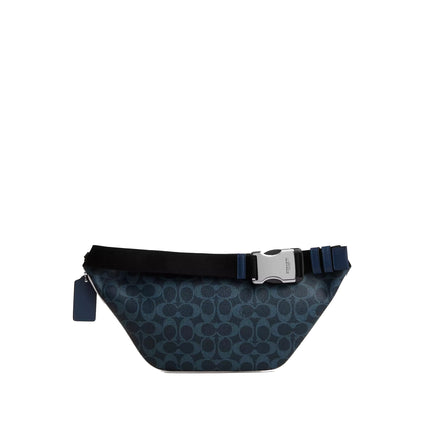 Coach Unisex Travis Belt Bag 35 In Signature Canvas Silver/Ink Blue