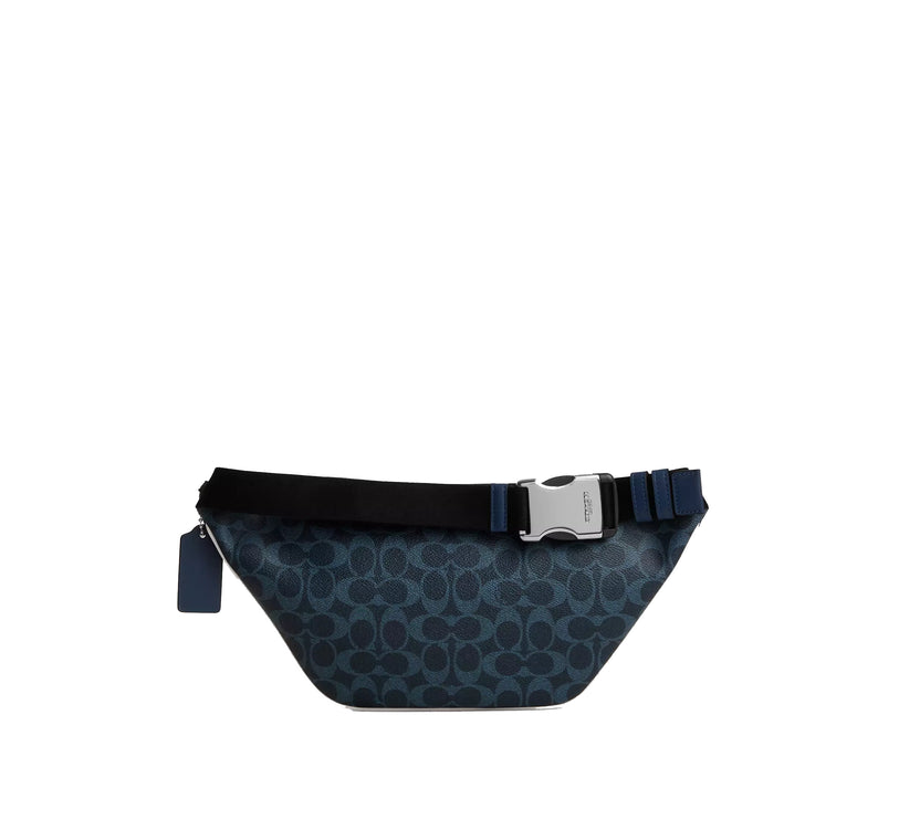Coach Unisex Travis Belt Bag 35 In Signature Canvas Silver/Ink Blue