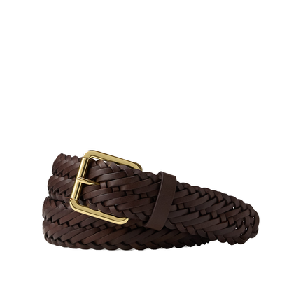 Polo Ralph Lauren Women's Braided Vachetta Leather Belt Chestnut Brown