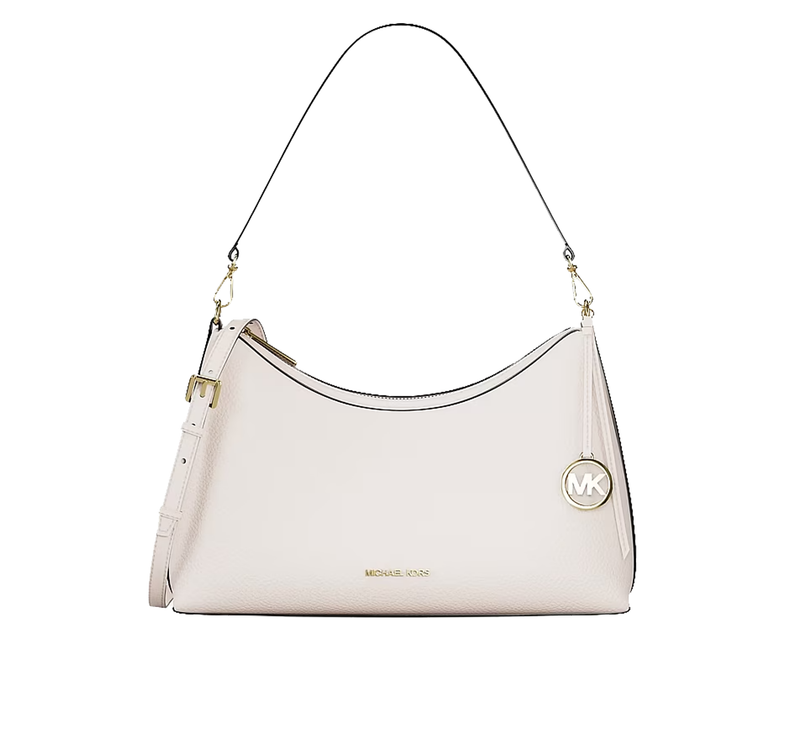 Michael Kors Women's Sammy Medium Pebbled Leather Convertible Shoulder Bag Light Cream/Gold