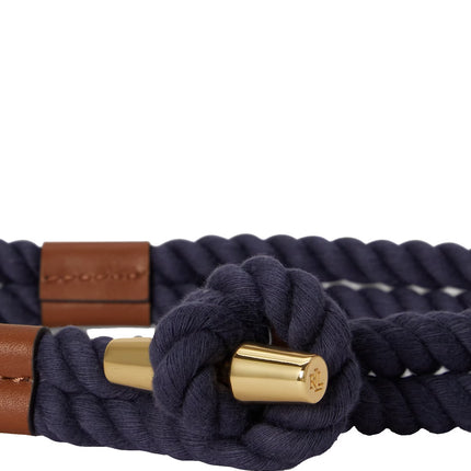 Polo Ralph Lauren Women's Leather-Trim Rope Toggle Skinny Belt Refined Navy/Lauren Tan