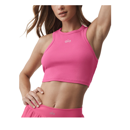 alo Women's Aspire Tank Paradise Pink/White