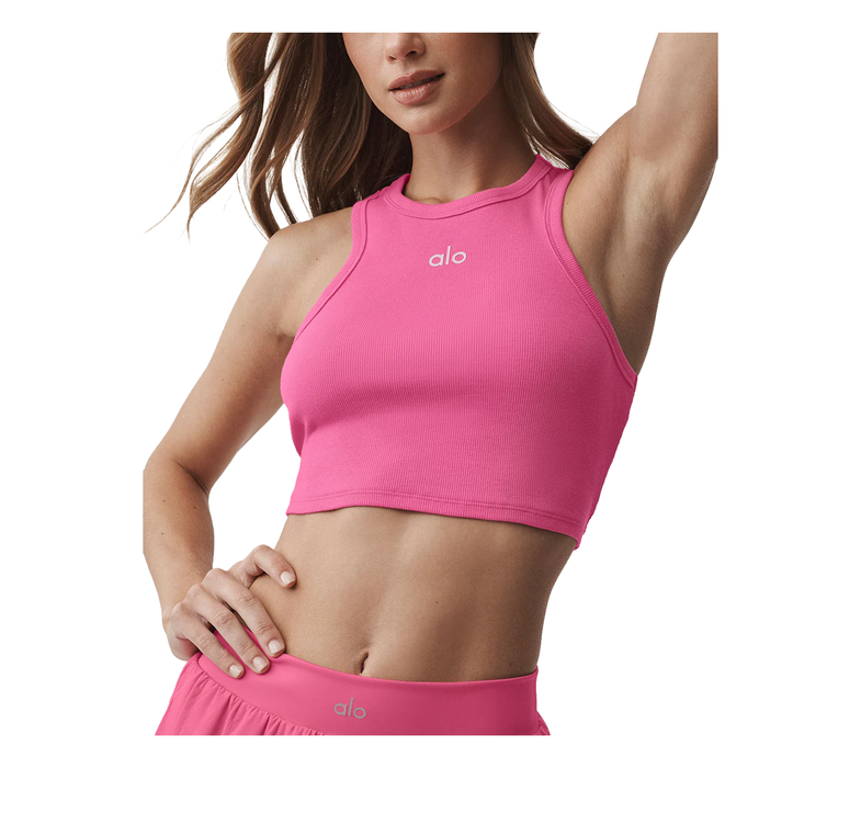 alo Women's Aspire Tank Paradise Pink/White