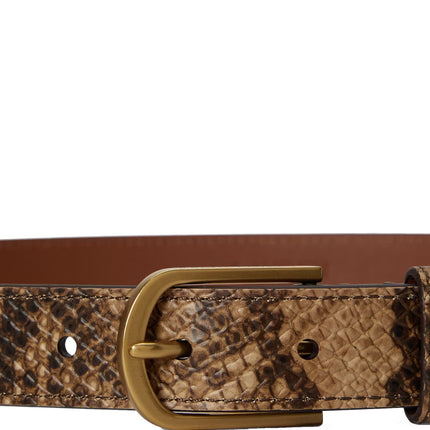 Polo Ralph Lauren Women's Rounded-Buckle Embossed Skinny Belt Tan Multi