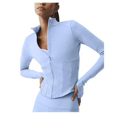 alo Women's Airbrush Corset Full Zip Jacket Light Provence Blue