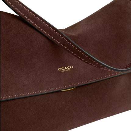 Coach Women's Chelsea Shoulder Bag 36 Suede/Brass/Dark Chocolate