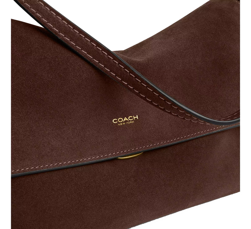 Coach Women's Chelsea Shoulder Bag 36 Suede/Brass/Dark Chocolate
