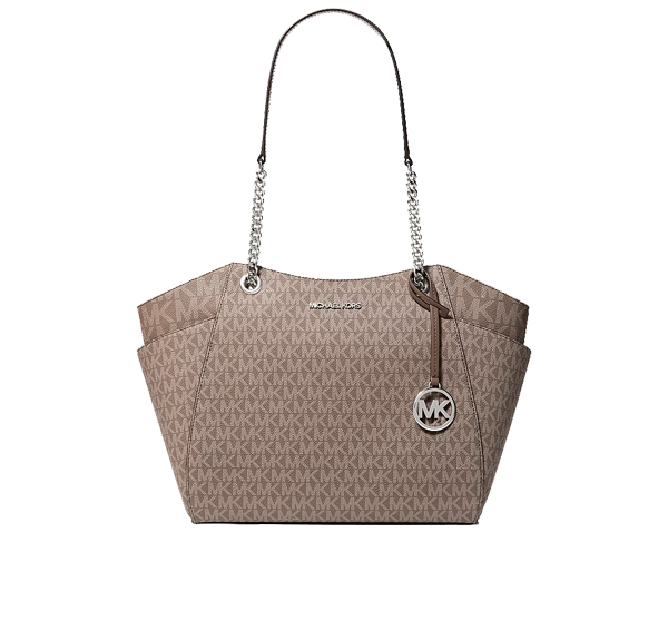 Michael Kors Women's Jet Set Large Signature Logo Shoulder Bag Mushroom/Silver