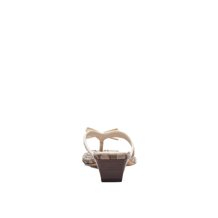 Coach Women's Bow Thong Kitten Heel In Signature Jacquard Oak/Chalk