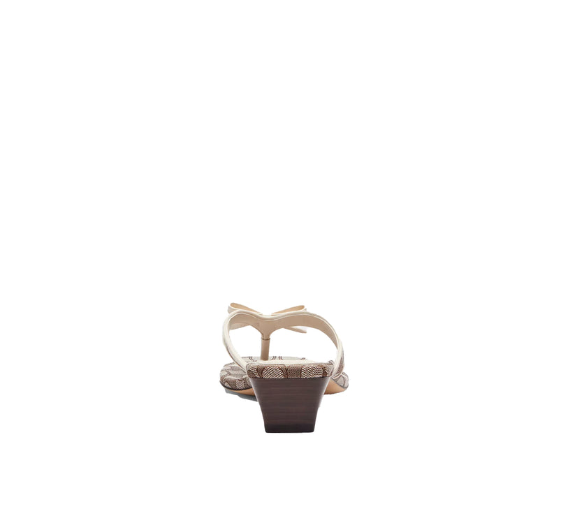 Coach Women's Bow Thong Kitten Heel In Signature Jacquard Oak/Chalk