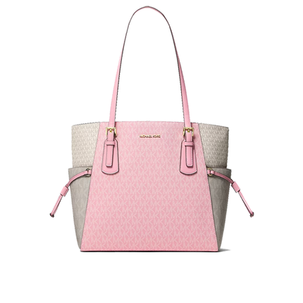 Michael Kors Women's Voyager Large Color-Block Signature Logo Tote Bag Carnation Multi/Gold