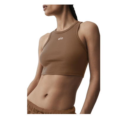 alo Women's Aspire Tank Sun Kissed Brown/White
