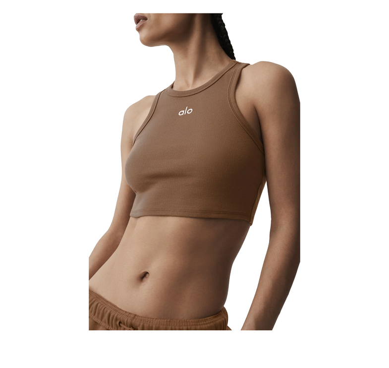 alo Women's Aspire Tank Sun Kissed Brown/White