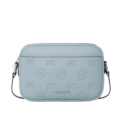 Michael Kors Women's Jet Set Travel Large Logo Debossed Camera Crossbody Bag Pale Ocean/Silver