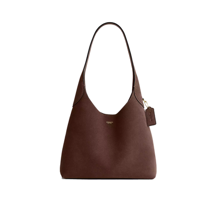 Coach Women's Brooklyn Shoulder Bag 28 Suede/Brass/Dark Chocolate