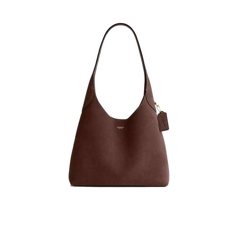 Coach Women's Brooklyn Shoulder Bag 28 Suede/Brass/Dark Chocolate