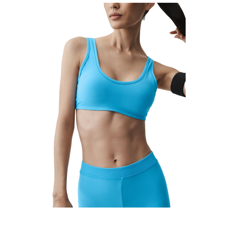 alo Women's Alosoft Center Stage Bra Azure Blue