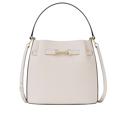 Michael Kors Women's Carson Medium Pebbled Leather Convertible Bucket Crossbody Bag Light Cream/Gold