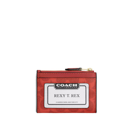 Coach Women's Mini Skinny Id Case In Signature Canvas Gold/Crimson