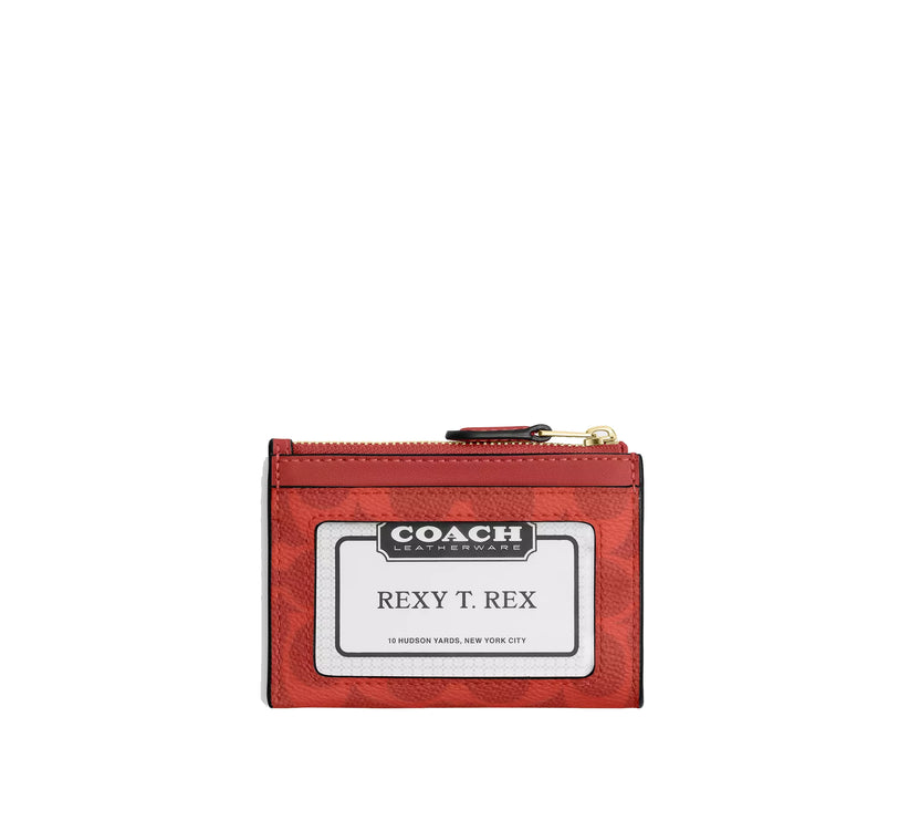 Coach Women's Mini Skinny Id Case In Signature Canvas Gold/Crimson