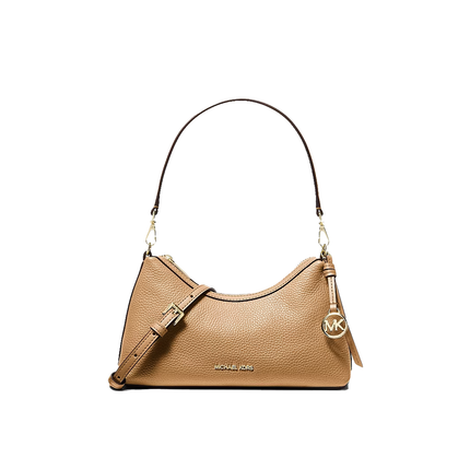 Michael Kors Women's Sammy Small Pebbled Leather Convertible Crossbody Bag Camel/Gold
