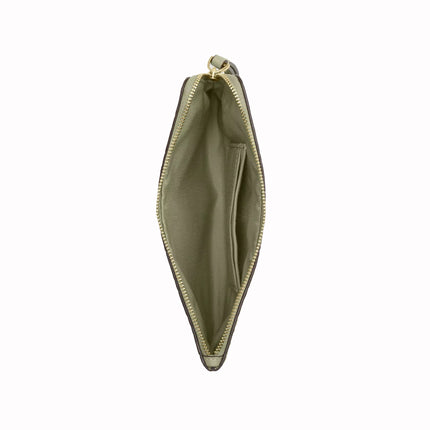 Coach Women's Large Corner Zip Wristlet In Signature Leather Gold/Pistachio