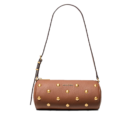 Michael Kors Women's Izzy Small Studded Pebbled Leather Barrel Pochette Luggage/Gold