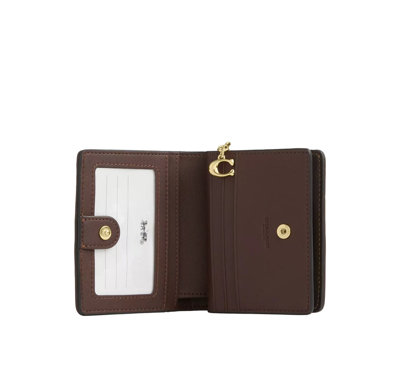 Coach Women's Snap Wallet In Signature Chenille Gold/Truffle
