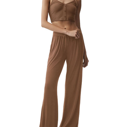 alo Women's Ribbed Delicate Lounge Tank Sun Kissed Brown