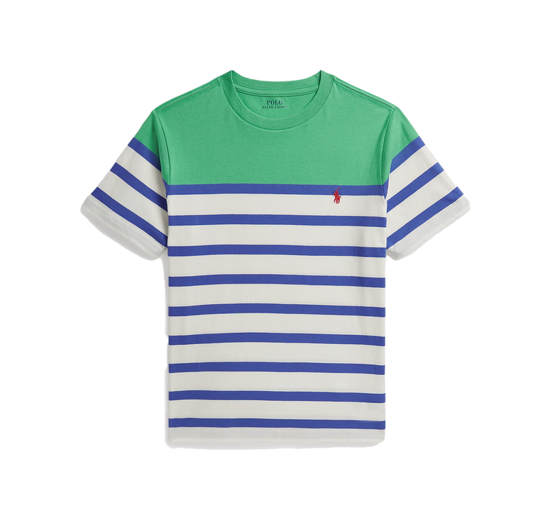 Polo Ralph Lauren Boy's Striped Cotton Jersey Tee Plato Green Multi