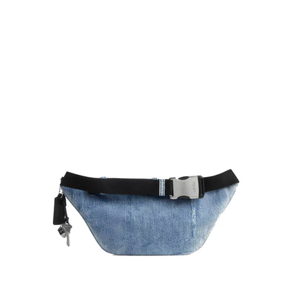 Coach Unisex Travis Belt Bag 35 In Loved Denim With Charms Silver/Light Indigo